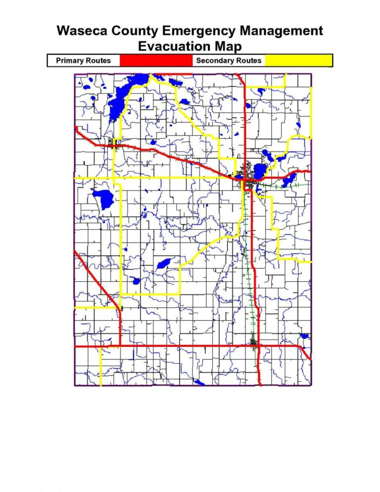 evacuation route map Waseca County Emergency Management